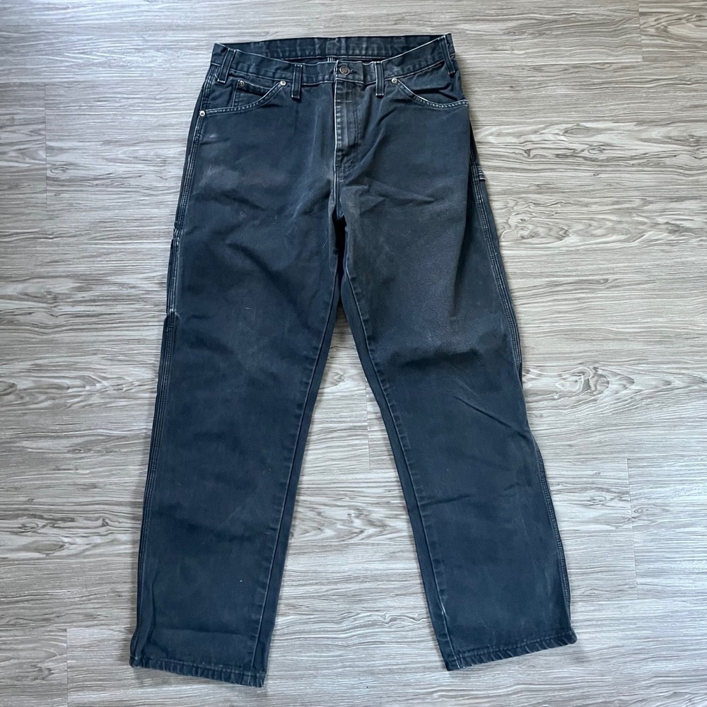 Dickies Mens Faded Black Duck Canvas Carpenter Pants Workwear Utility 32x31